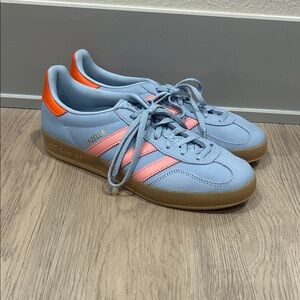 Adidas Gazelle Blue with Pink and Orange Accents